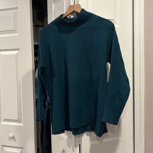 Angel Of The North Teal Cowl Neck Sweater